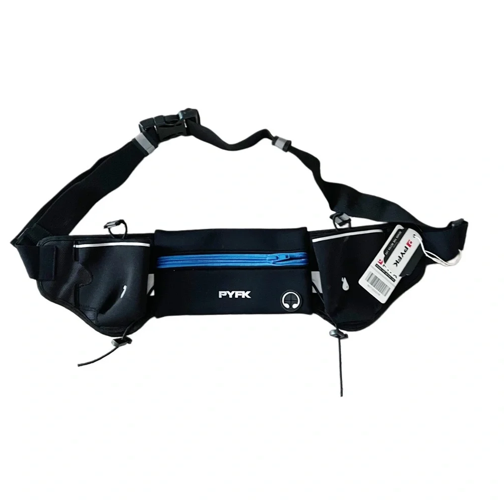 PYFK Black Running Belt with Blue Zipper